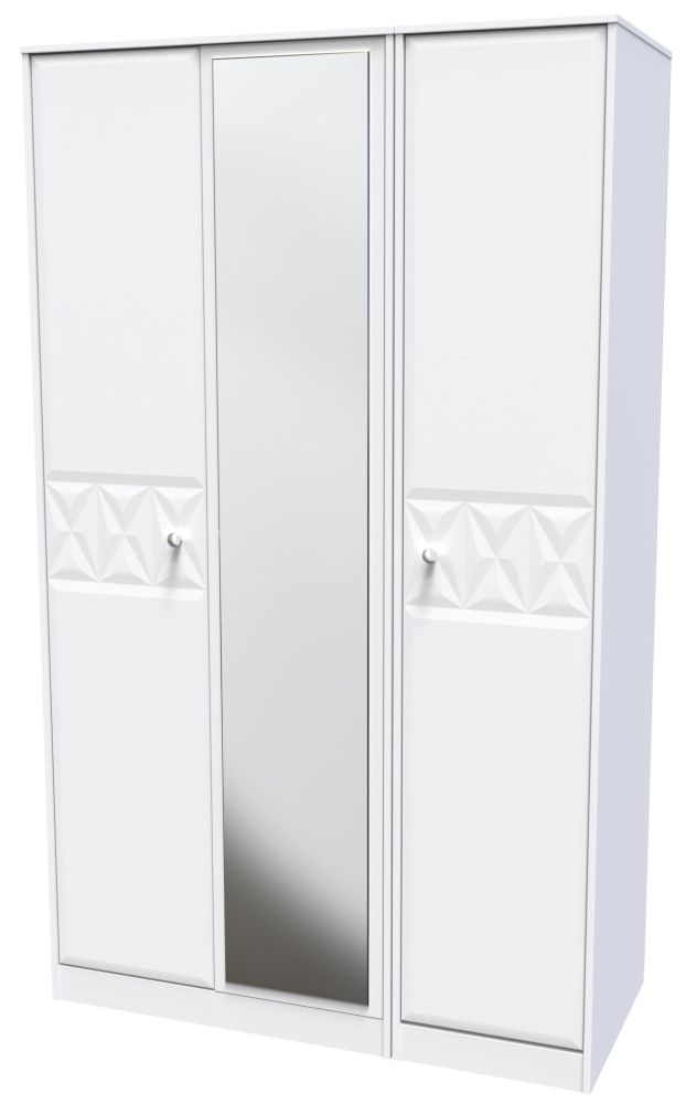 Product photograph of San Jose White 3 Door Tall Triple Wardrobe - 1 Mirror from Choice Furniture Superstore.