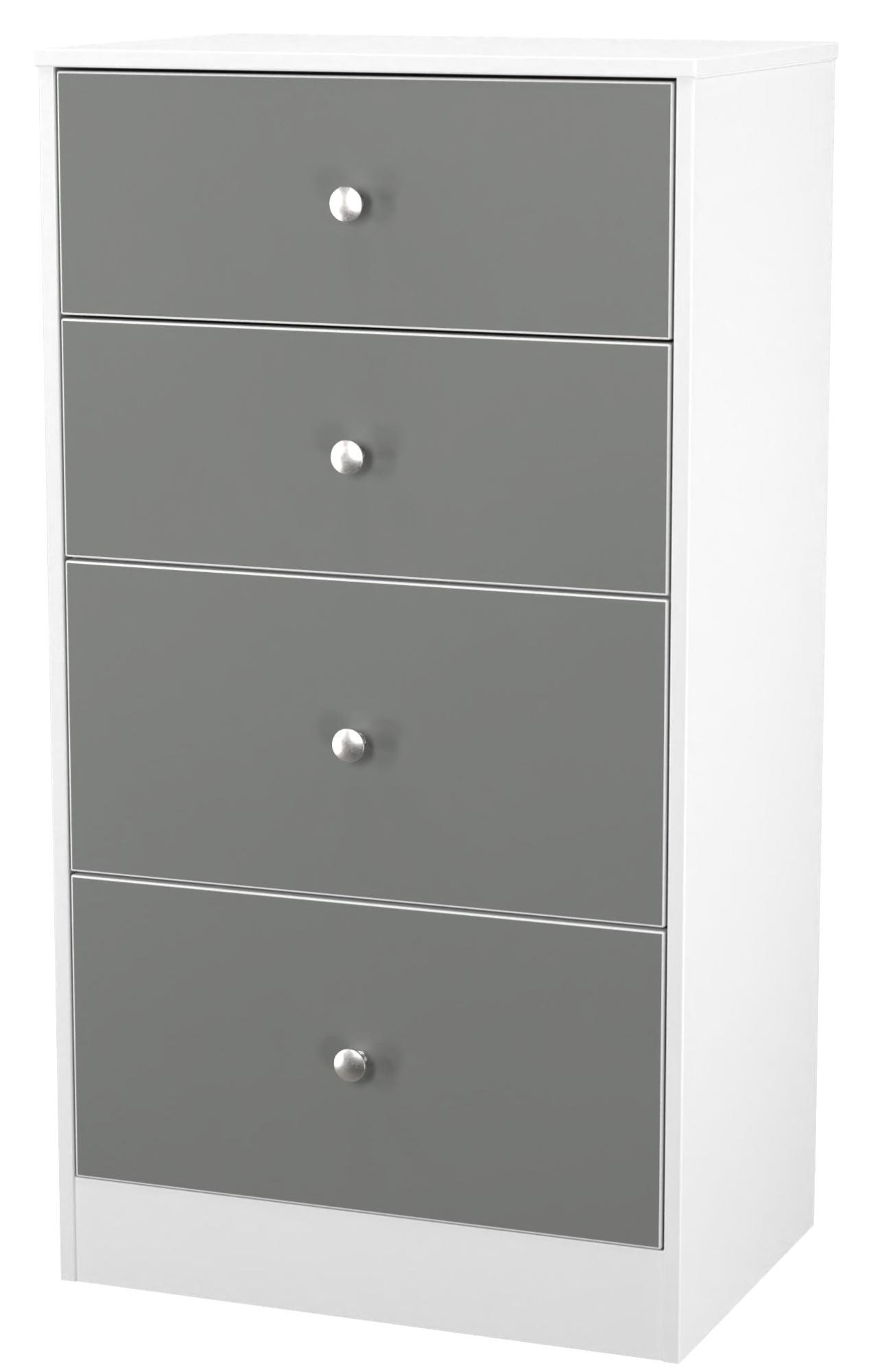 Product photograph of Padstow Grey And White Matt 4 Drawer Deep Midi Chest from Choice Furniture Superstore.