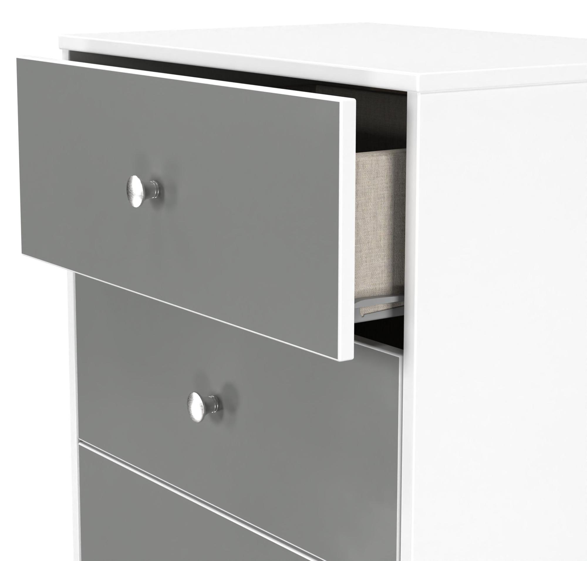 Product photograph of Padstow Grey And White Matt 4 Drawer Deep Midi Chest from Choice Furniture Superstore.
