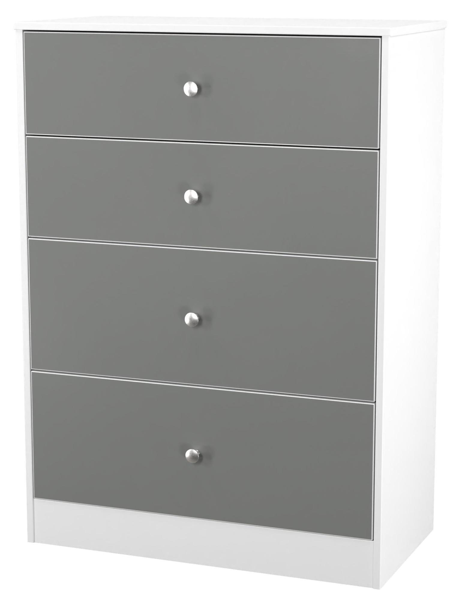 Product photograph of Padstow Grey And White 4 Drawer Deep Chest from Choice Furniture Superstore.