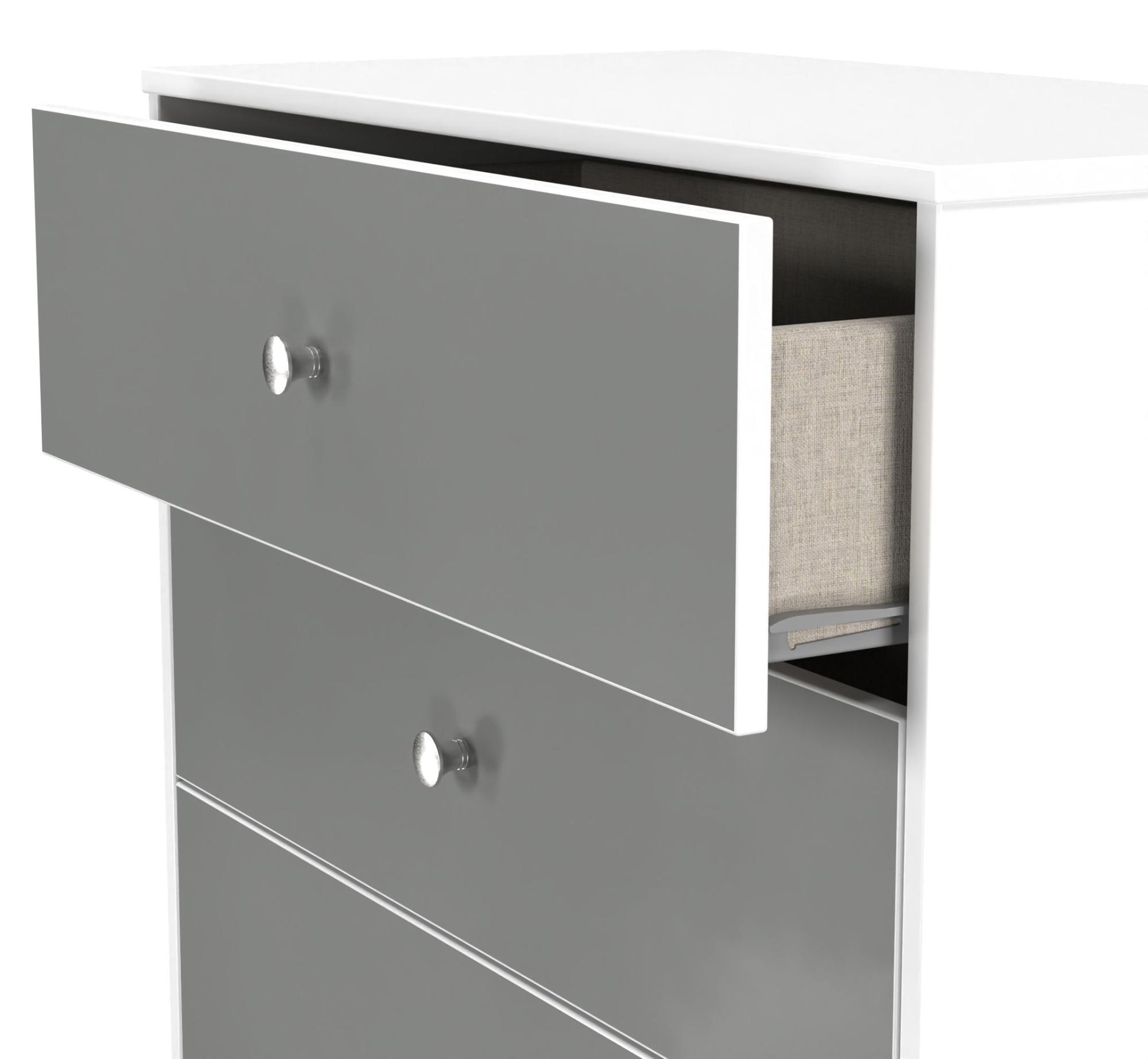 Product photograph of Padstow Grey And White 4 Drawer Deep Chest from Choice Furniture Superstore.