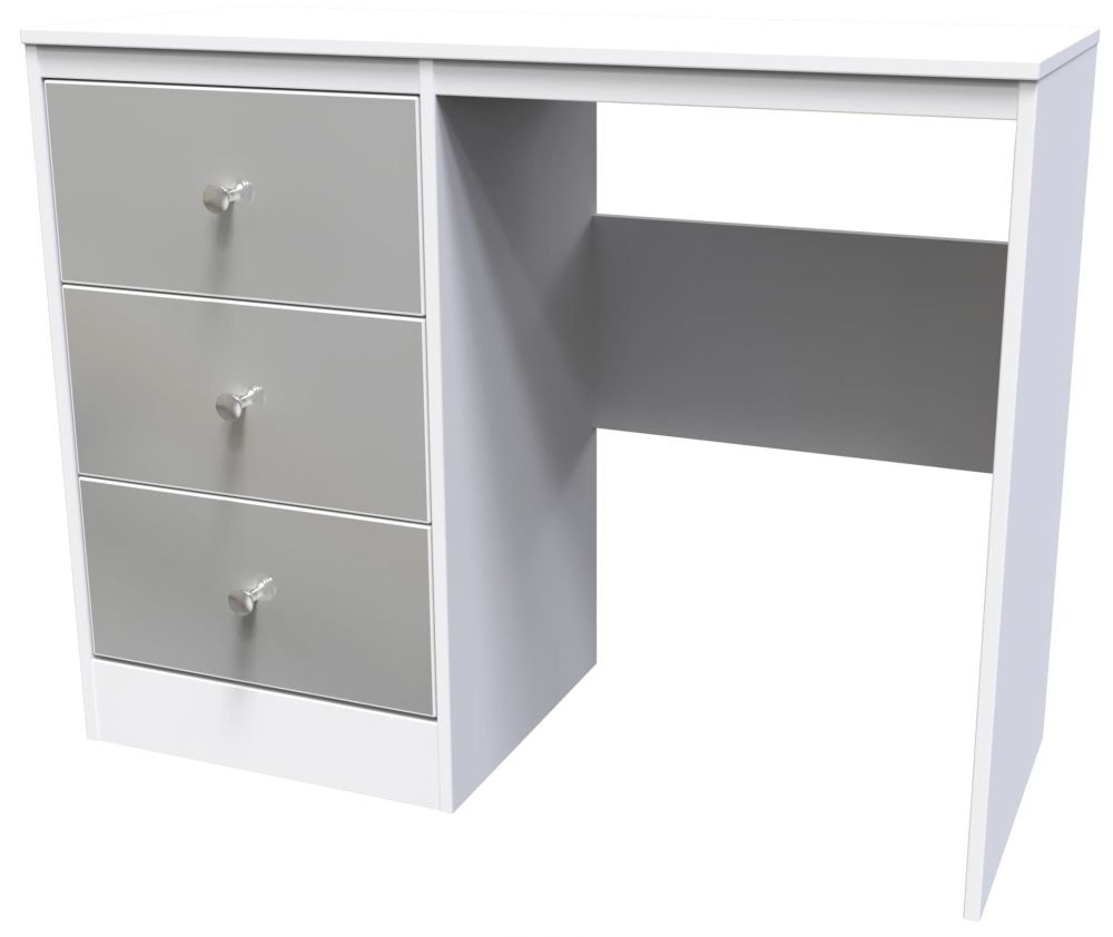 Product photograph of Padstow Unifrom Gloss And Matt White Single Pedestal Dressing Table from Choice Furniture Superstore.