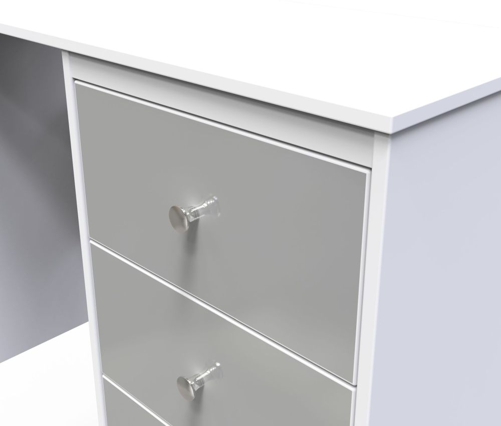 Product photograph of Padstow Unifrom Gloss And Matt White Double Pedestal Dressing Table from Choice Furniture Superstore.