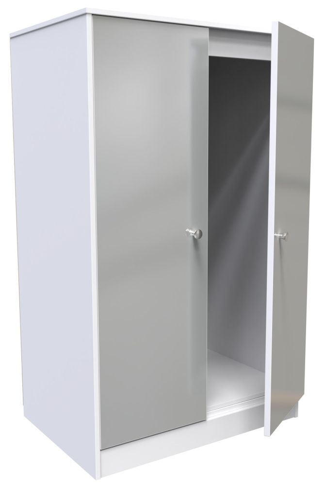 Product photograph of Padstow Unifrom Gloss And Matt White 2 Door Midi Wardrobe from Choice Furniture Superstore.