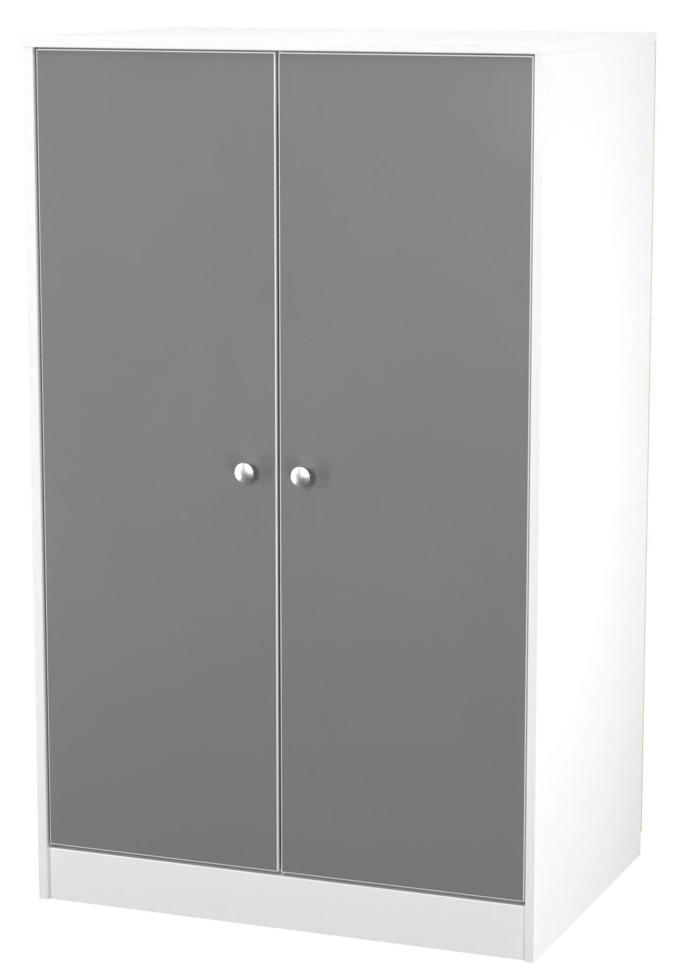 Product photograph of Padstow Grey And White Midi Wardrobe from Choice Furniture Superstore.