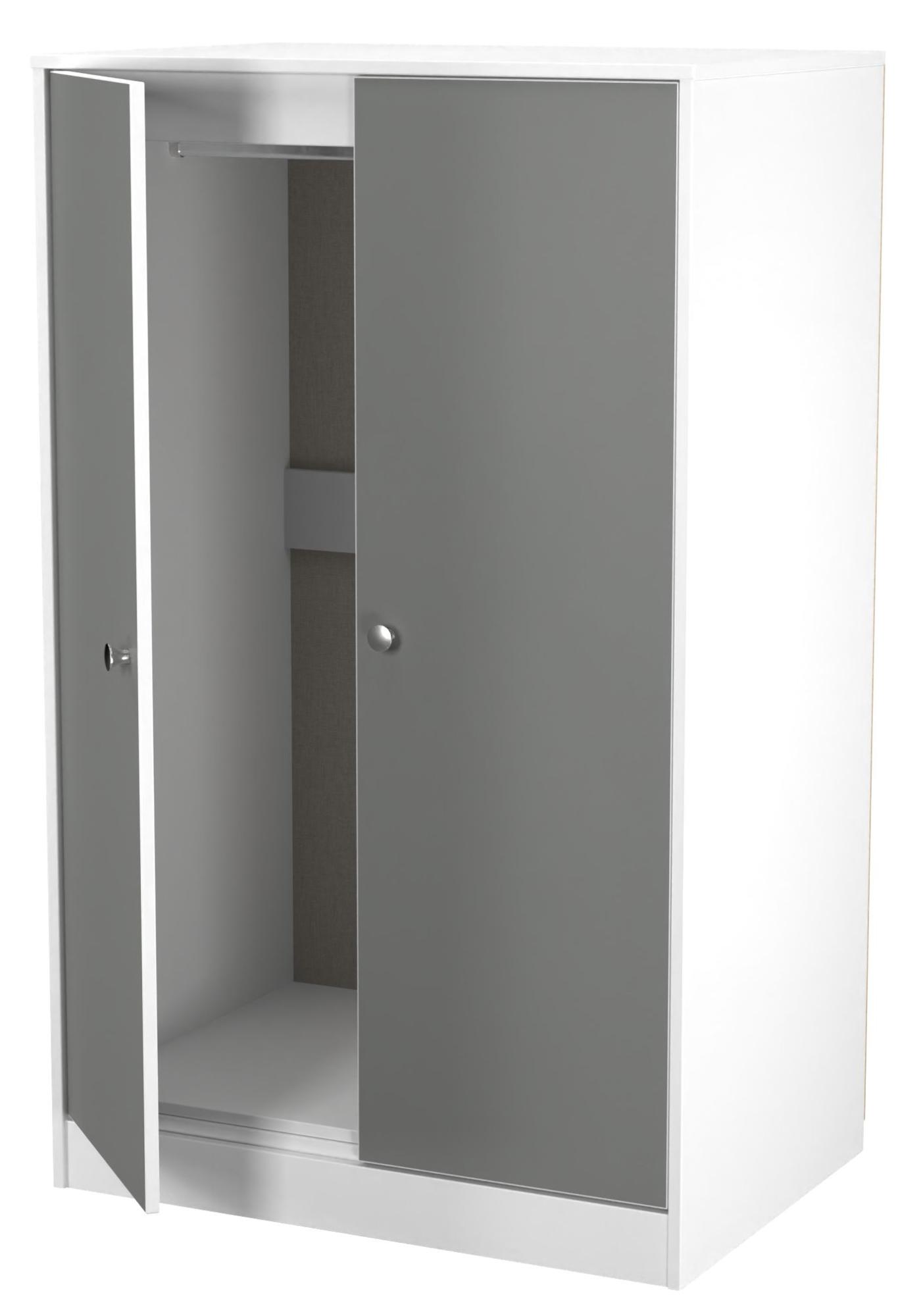 Product photograph of Padstow Grey And White Midi Wardrobe from Choice Furniture Superstore.