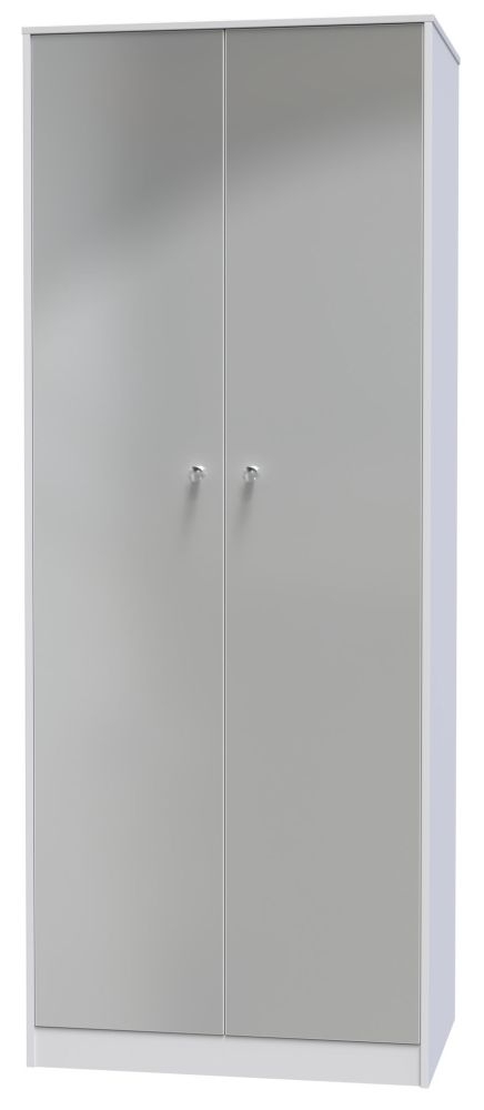 Product photograph of Padstow Unifrom Gloss And Matt White 2 Door 2ft 6in Plain Wardrobe from Choice Furniture Superstore.
