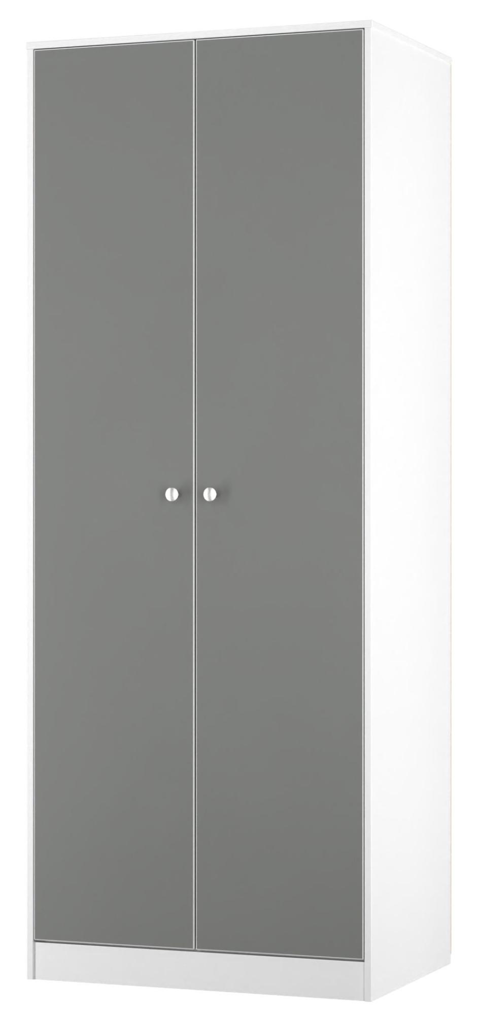 Product photograph of Padstow Grey And White 2 Door Plain Tall Wardrobe from Choice Furniture Superstore.