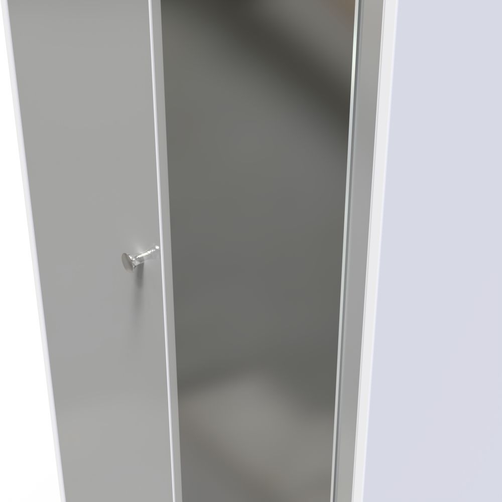 Product photograph of Padstow Unifrom Gloss And Matt White 2 Door 2ft 6in Tall Mirror Wardrobe from Choice Furniture Superstore.