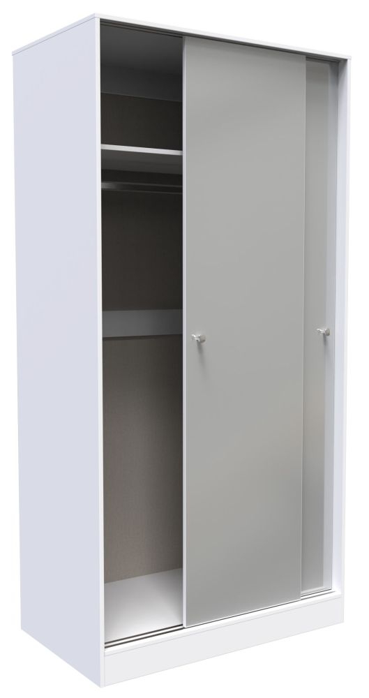 Product photograph of Padstow Unifrom Gloss And Matt White 2 Door Sliding Wardrobe from Choice Furniture Superstore.