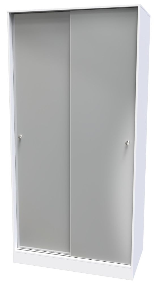 Product photograph of Padstow Unifrom Gloss And Matt White 2 Door Sliding Wardrobe from Choice Furniture Superstore.