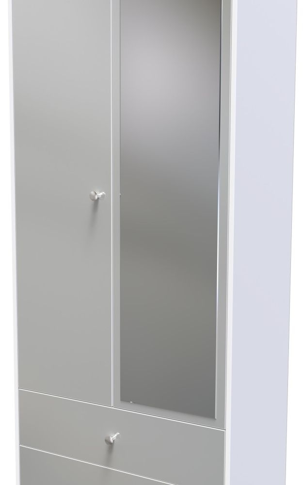 Product photograph of Padstow Unifrom Gloss And Matt White 2 Door 2 Drawer 2ft 6in Plain Mirror Combi Wardrobe from Choice Furniture Superstore.
