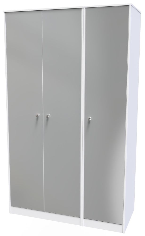 Product photograph of Padstow Unifrom Gloss And Matt White 3 Door Tall Plain Wardrobe from Choice Furniture Superstore.
