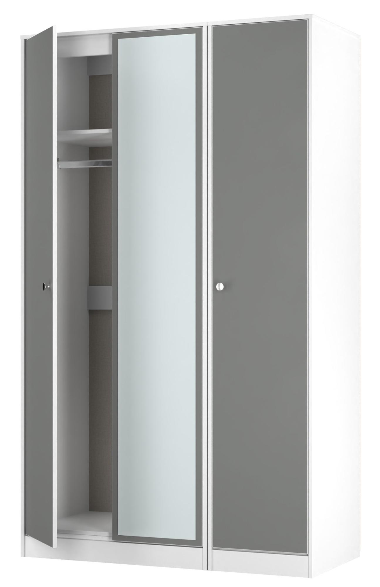 Product photograph of Padstow Grey And White 3 Door Tall Triple Wardrobe - 1 Mirror from Choice Furniture Superstore.