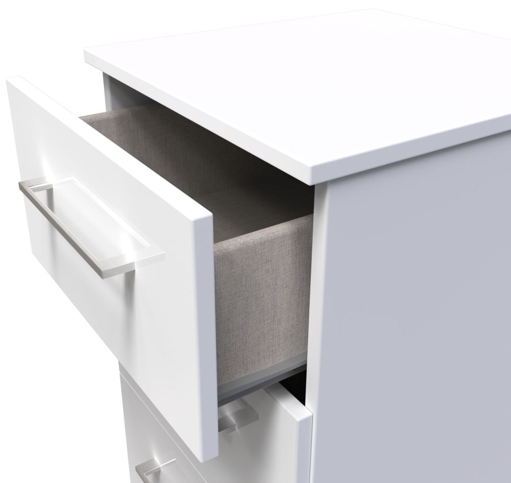 Product photograph of Worcester White Gloss 3 Drawer Bedside Cabinet With Integrated Wireless Charging from Choice Furniture Superstore.