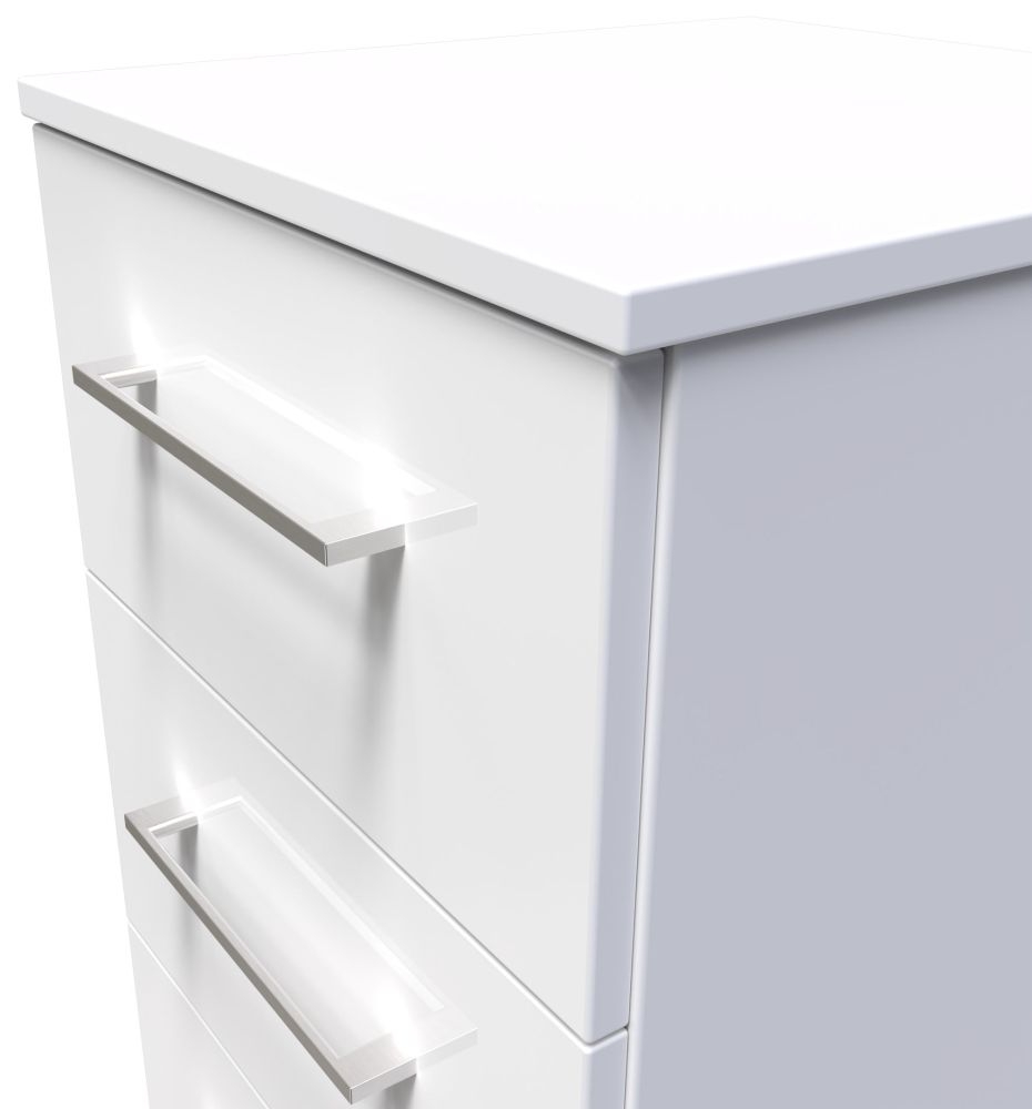 Product photograph of Worcester White Gloss 3 Drawer Bedside Cabinet With Integrated Wireless Charging from Choice Furniture Superstore.