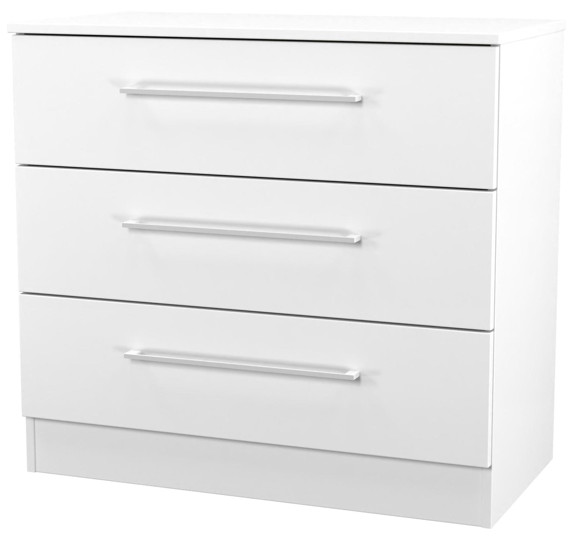 Product photograph of Worcester White 3 Drawer Small Chest from Choice Furniture Superstore.