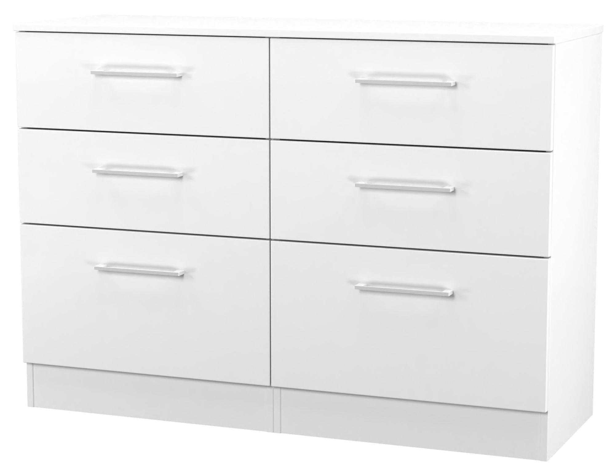 Product photograph of Worcester White 6 Drawer Midi Chest from Choice Furniture Superstore.