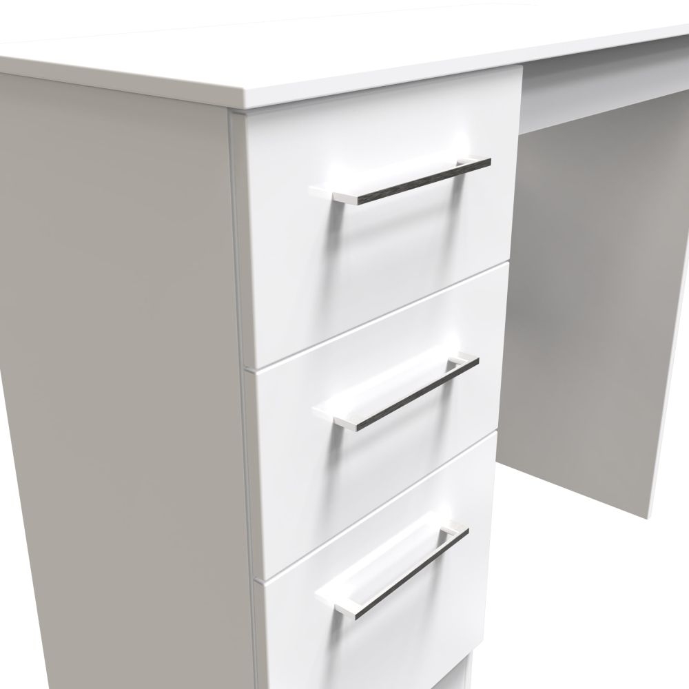Product photograph of Worcester White Gloss Single Pedestal Dressing Table from Choice Furniture Superstore.
