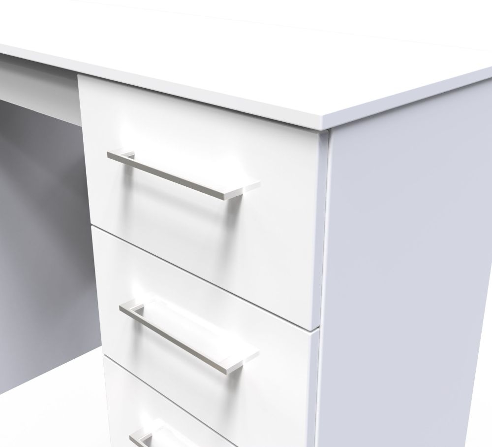 Product photograph of Worcester White Gloss Double Pedestal Dressing Table from Choice Furniture Superstore.
