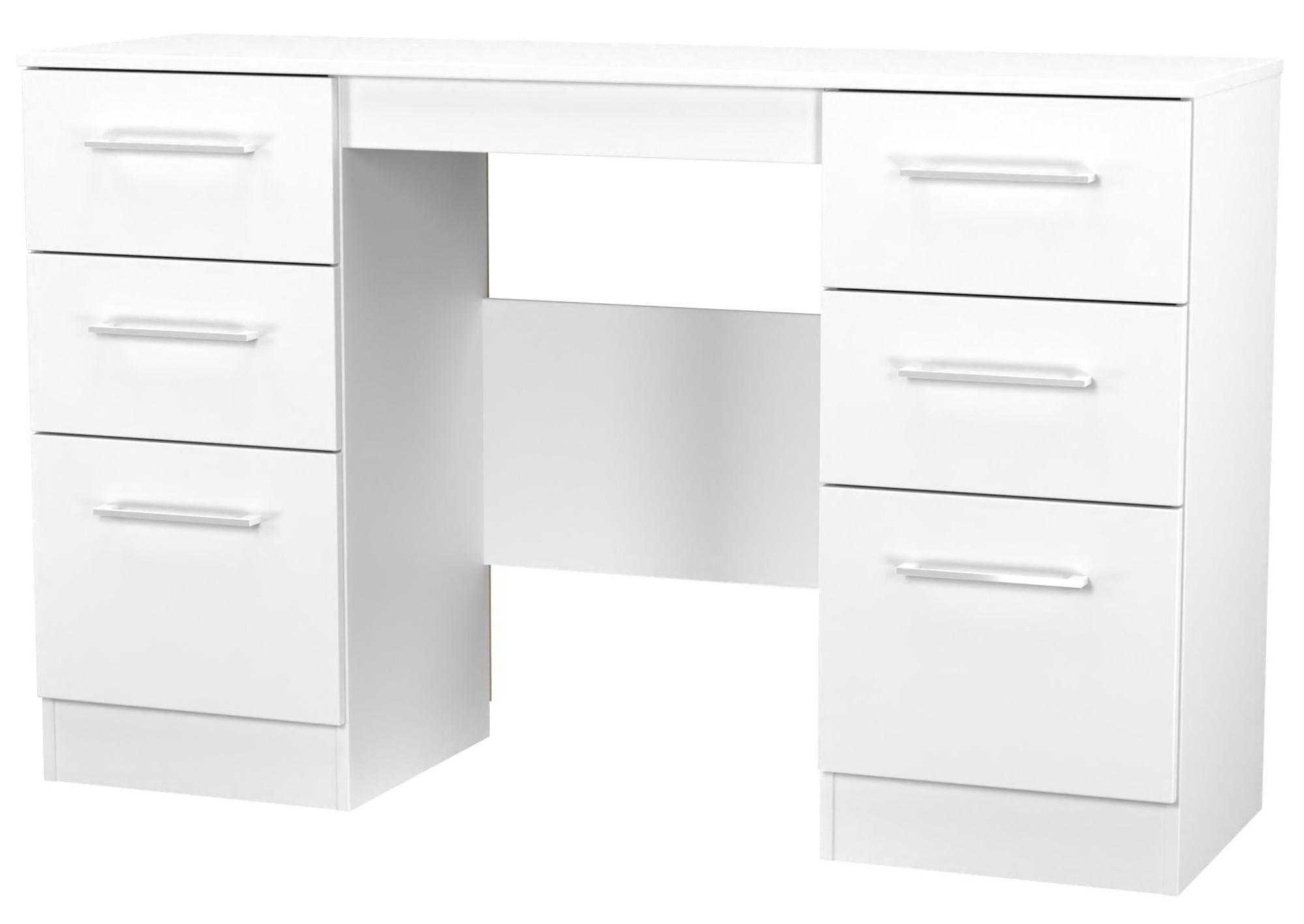 Product photograph of Worcester White 6 Drawer Double Dressing Table from Choice Furniture Superstore.