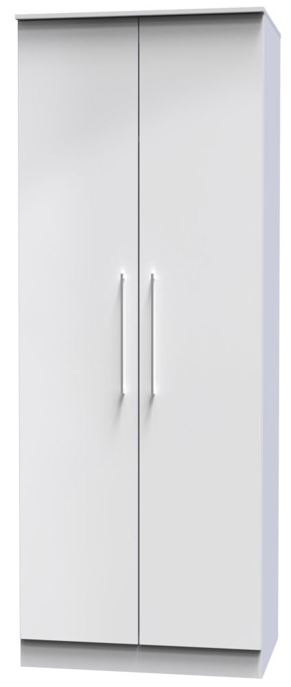Product photograph of Worcester White Gloss 2 Door 2ft 6in Plain Wardrobe from Choice Furniture Superstore.