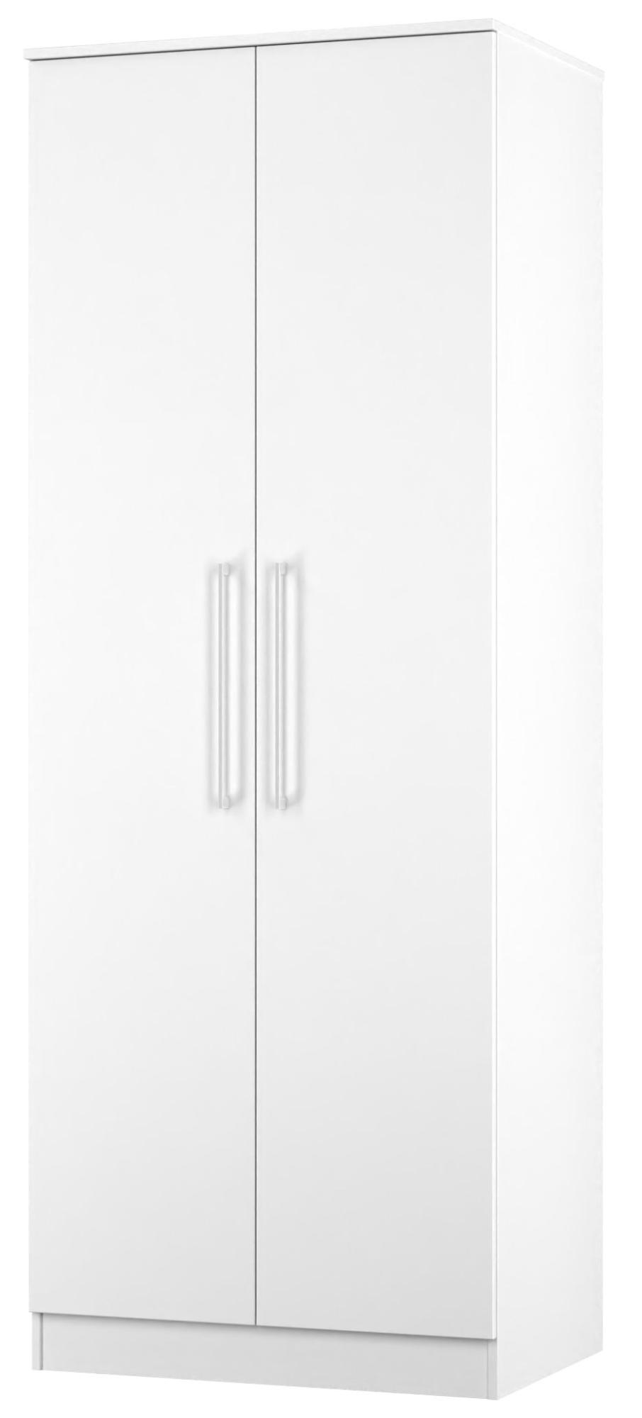 Product photograph of Worcester White 2 Door Plain Tall Wardrobe from Choice Furniture Superstore.