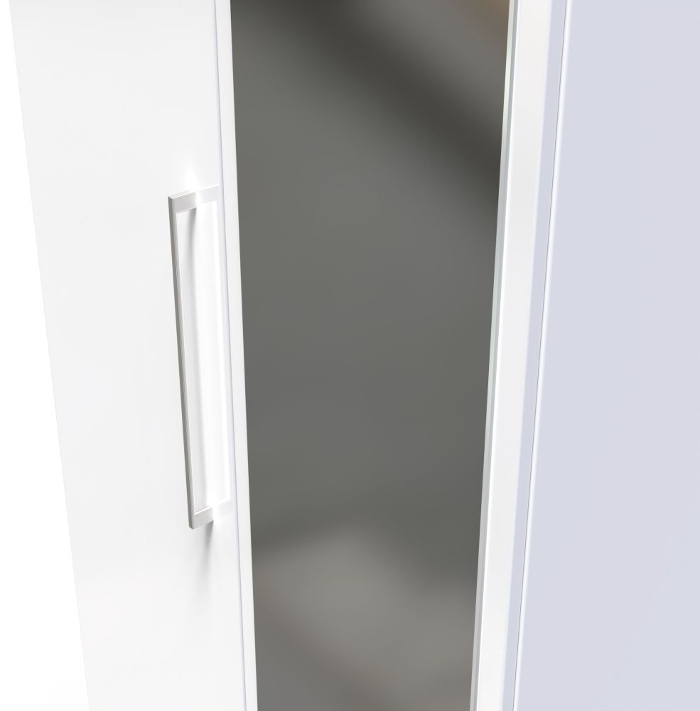 Product photograph of Worcester White Gloss 2 Door 2ft 6in Tall Mirror Wardrobe from Choice Furniture Superstore.
