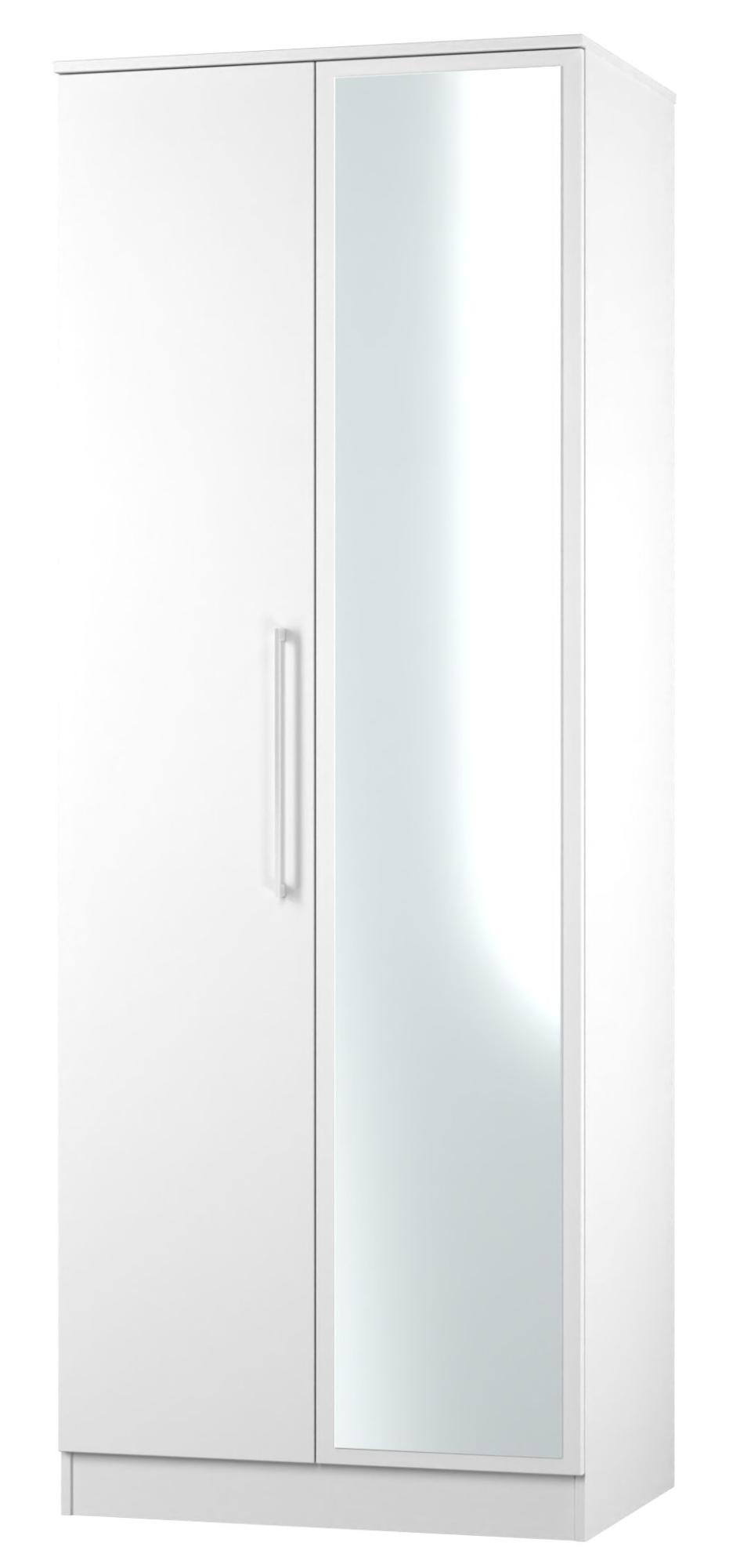 Product photograph of Worcester White 2 Door Tall Wardrobe - 1 Mirror from Choice Furniture Superstore.