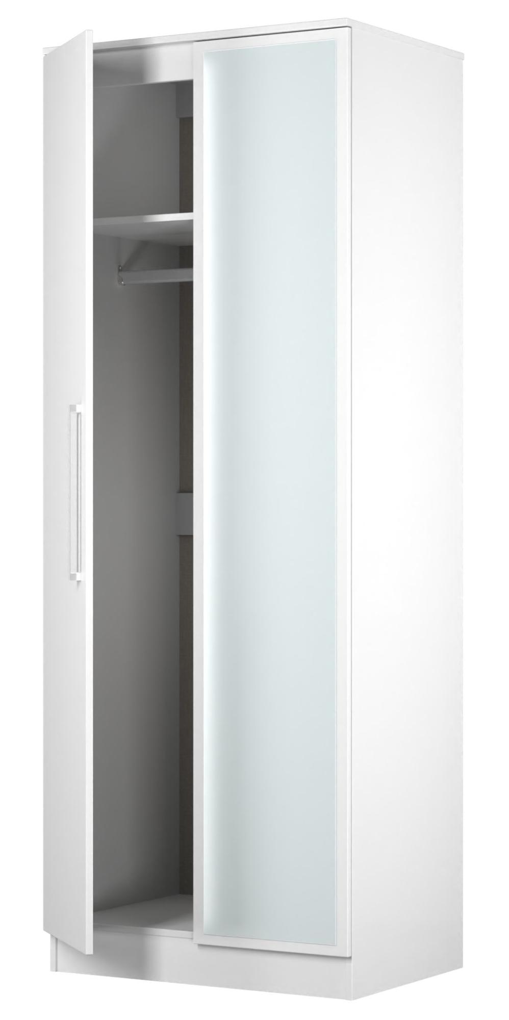 Product photograph of Worcester White 2 Door Tall Wardrobe - 1 Mirror from Choice Furniture Superstore.