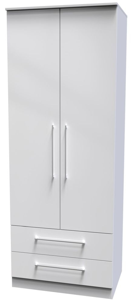Product photograph of Worcester White Gloss 2 Door 2 Drawer 2ft 6in Plain Combi Wardrobe from Choice Furniture Superstore.
