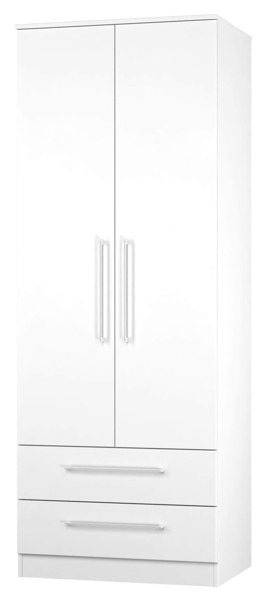 Product photograph of Worcester White 2 Door 2 Drawer Tall Wardrobe from Choice Furniture Superstore.