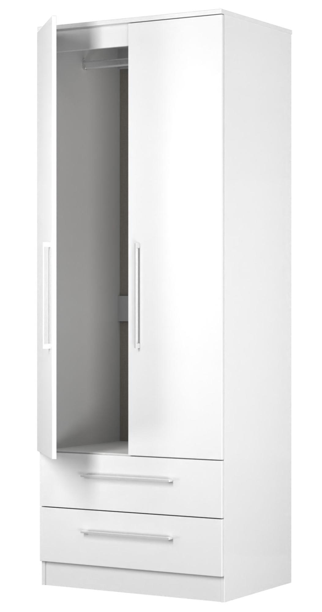 Product photograph of Worcester White 2 Door 2 Drawer Tall Wardrobe from Choice Furniture Superstore.