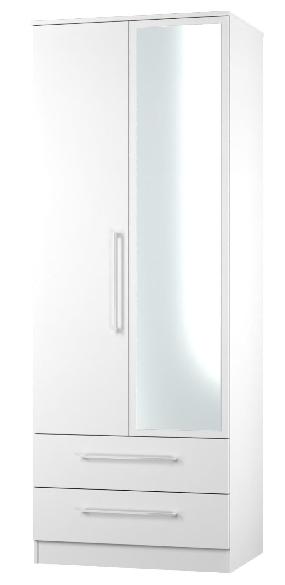 Product photograph of Worcester White 2 Door Tall Combi Wardrobe - 1 Mirror from Choice Furniture Superstore.