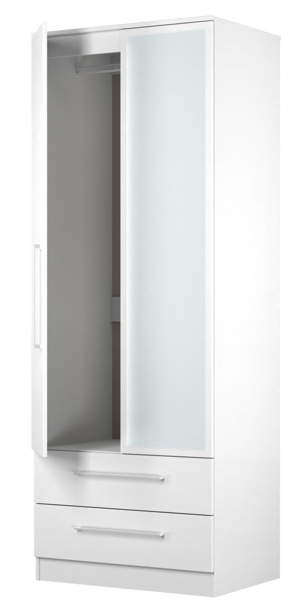 Product photograph of Worcester White 2 Door Tall Combi Wardrobe - 1 Mirror from Choice Furniture Superstore.