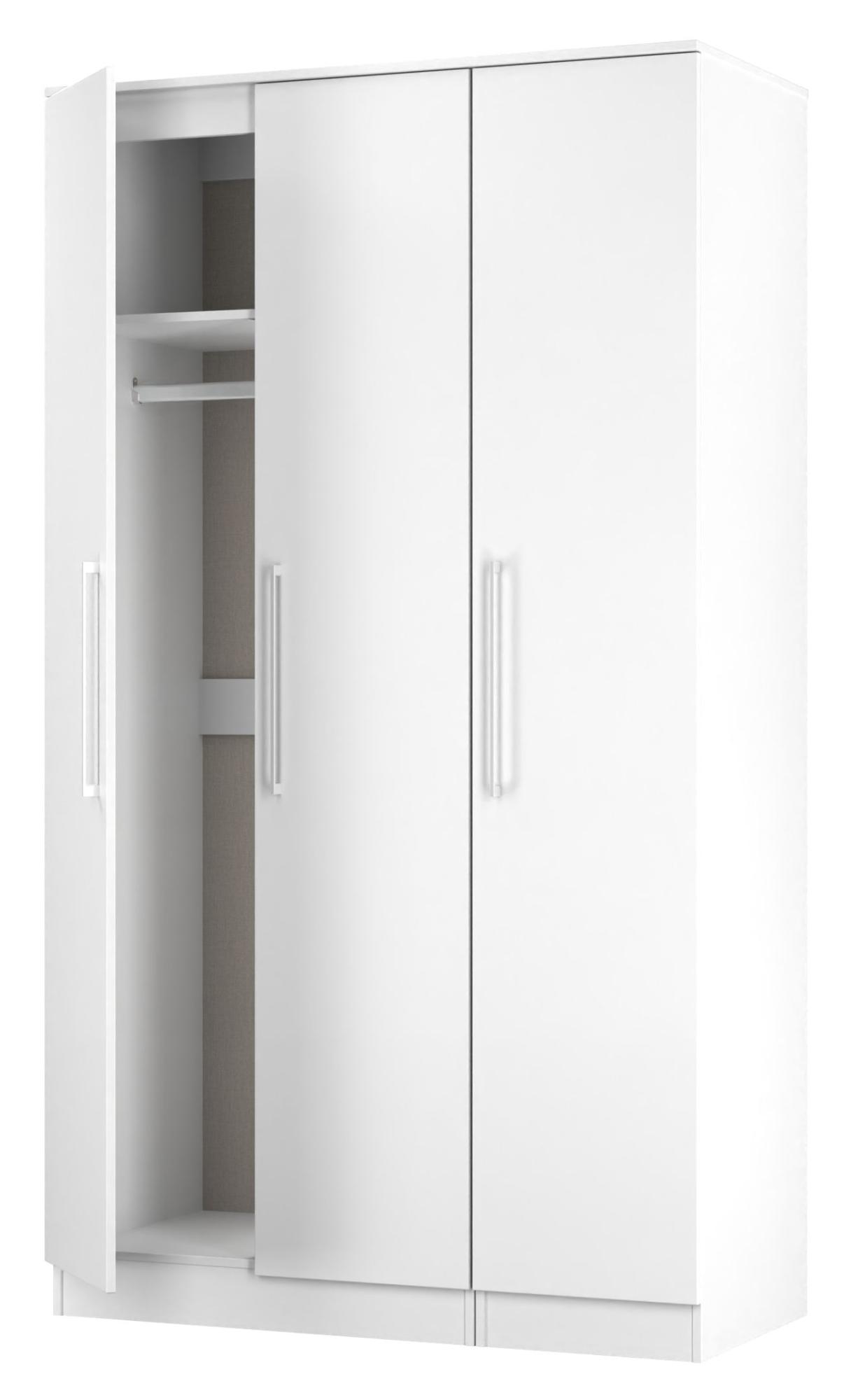 Product photograph of Worcester White 3 Door Tall Triple Wardrobe from Choice Furniture Superstore.