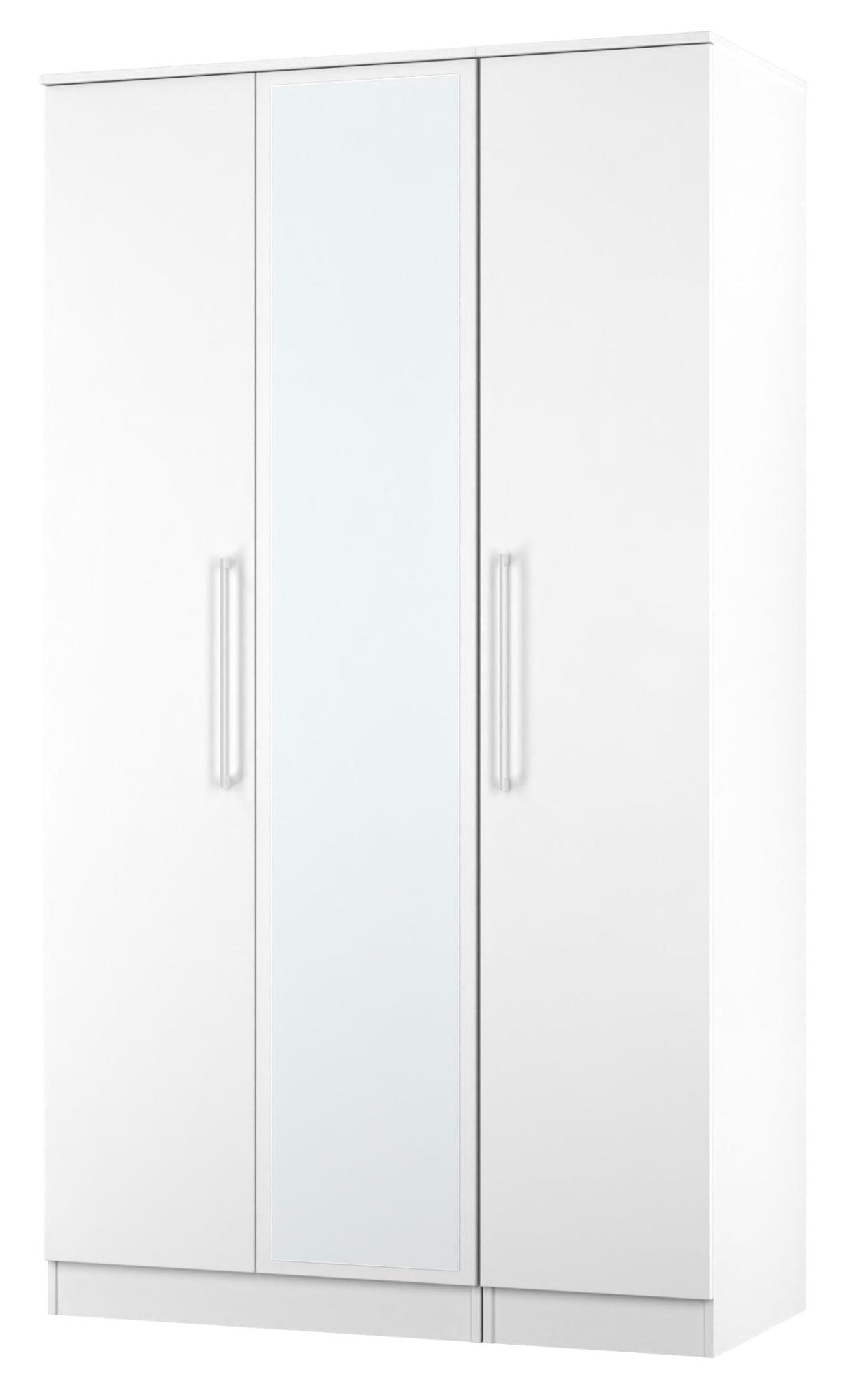 Product photograph of Worcester White 3 Door Tall Triple Wardrobe - 1 Mirror from Choice Furniture Superstore.