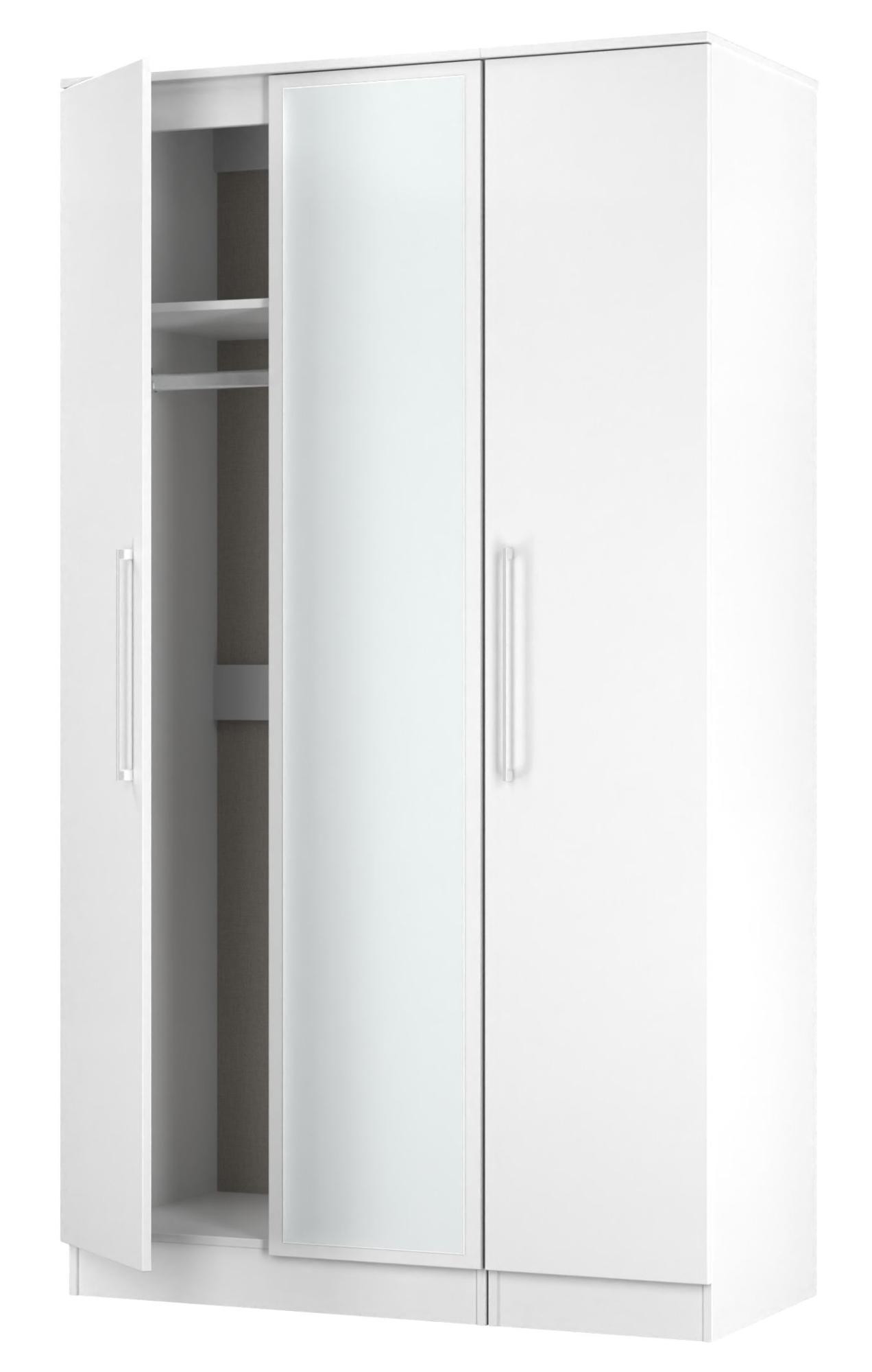 Product photograph of Worcester White 3 Door Tall Triple Wardrobe - 1 Mirror from Choice Furniture Superstore.