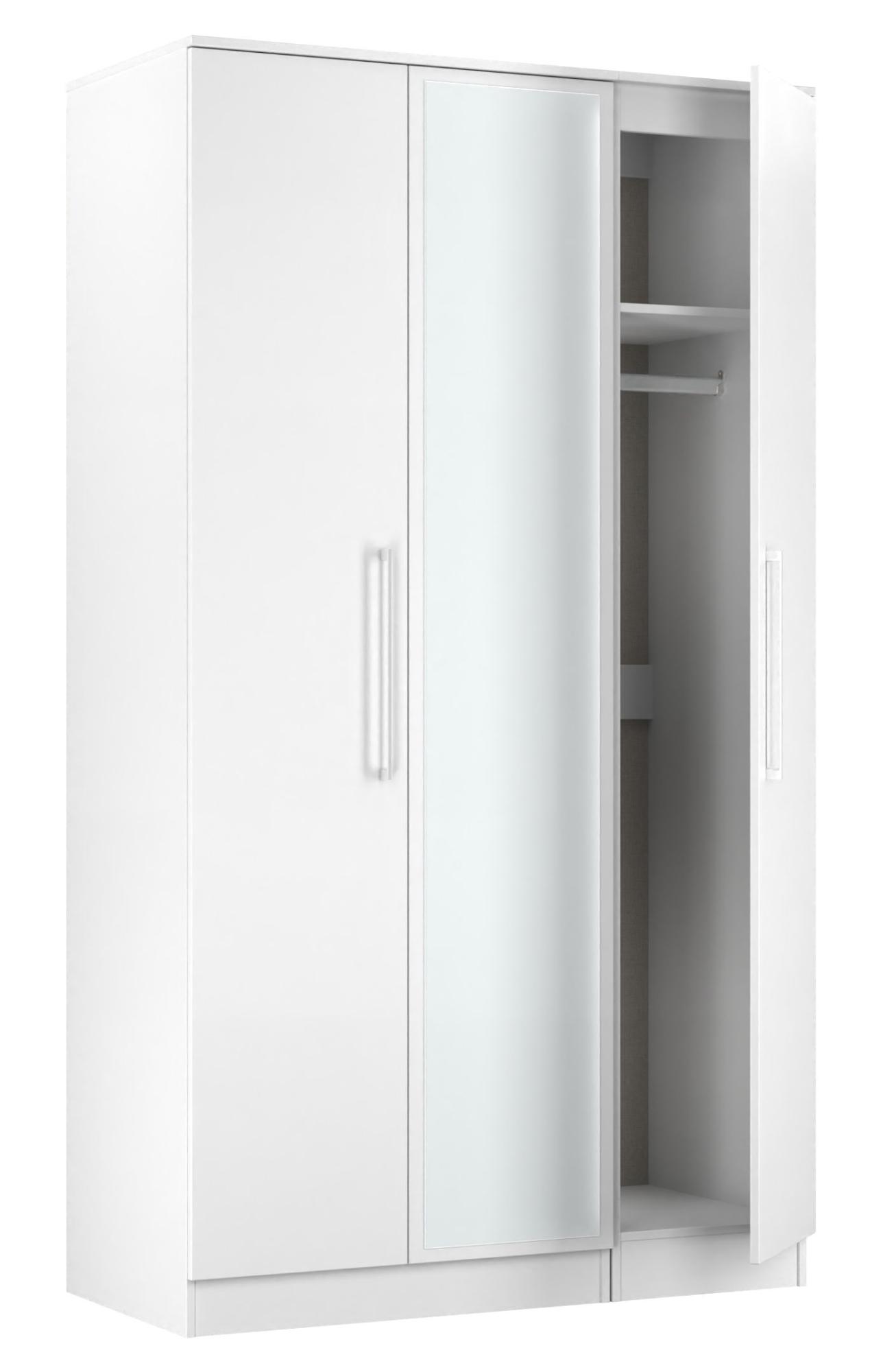 Product photograph of Worcester White 3 Door Tall Triple Wardrobe - 1 Mirror from Choice Furniture Superstore.