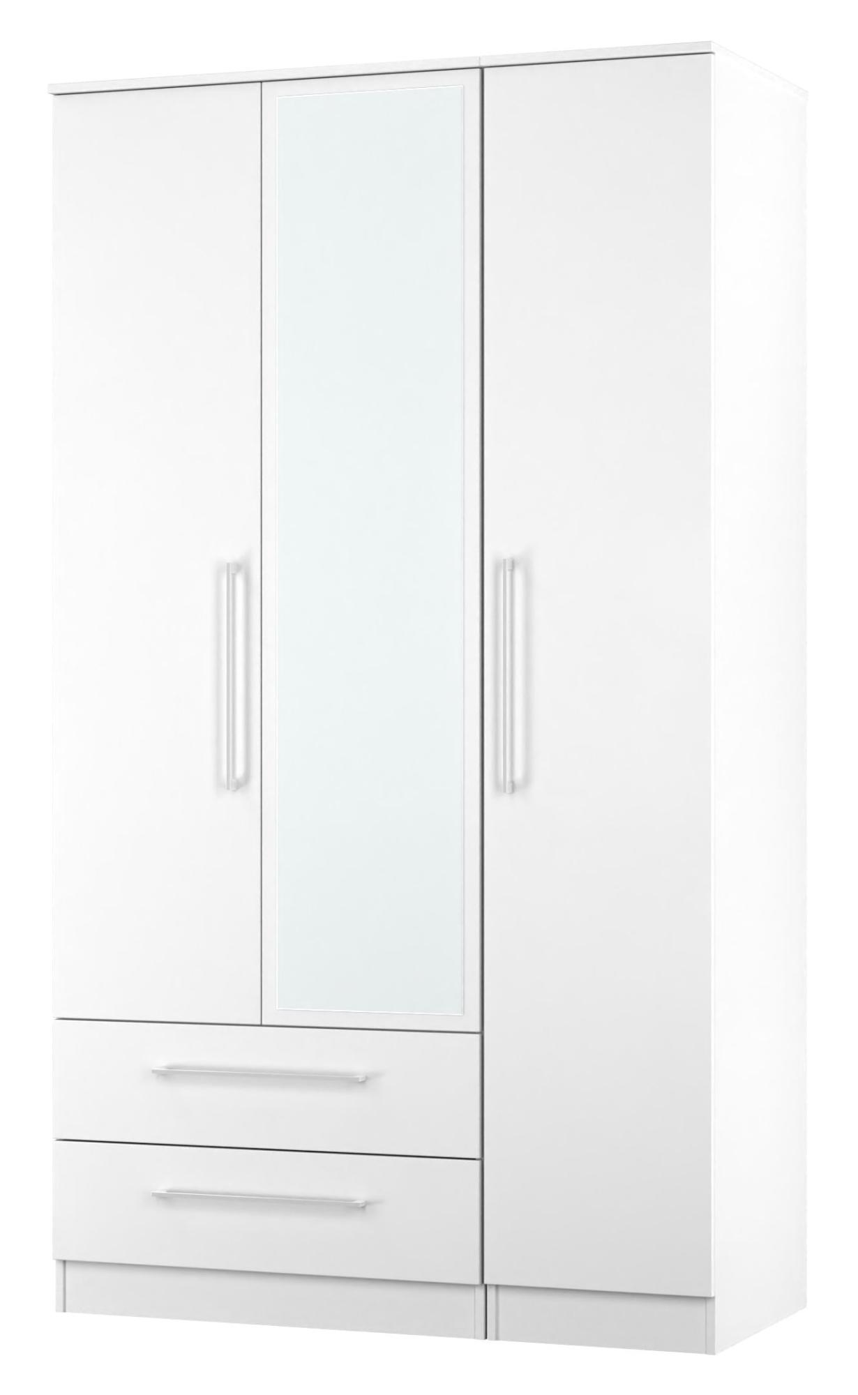 Product photograph of Worcester White 3 Door Tall Combi Wardrobe - 1 Mirror And Lhf 2 Drawers from Choice Furniture Superstore.