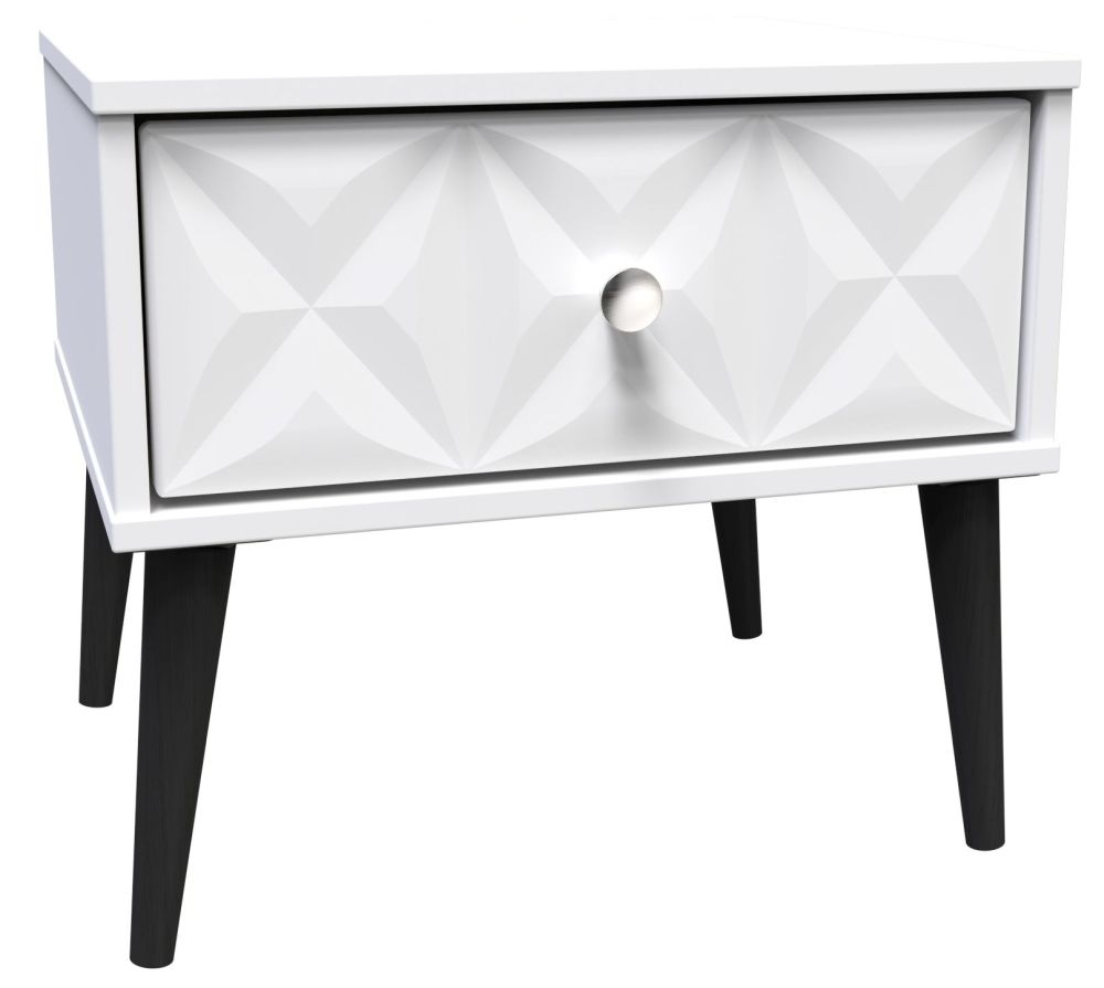 Product photograph of Pixel Matt White 1 Drawer Bedside Cabinet With Integrated Wireless Charging from Choice Furniture Superstore.