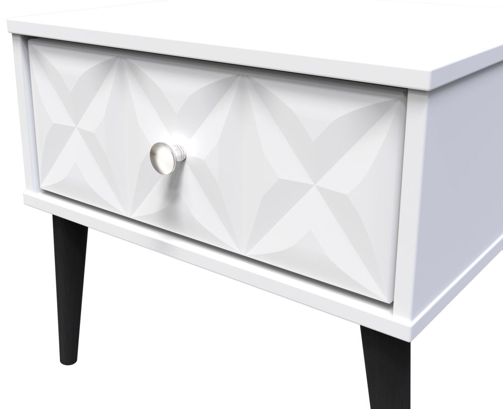Product photograph of Pixel Matt White 1 Drawer Bedside Cabinet from Choice Furniture Superstore.