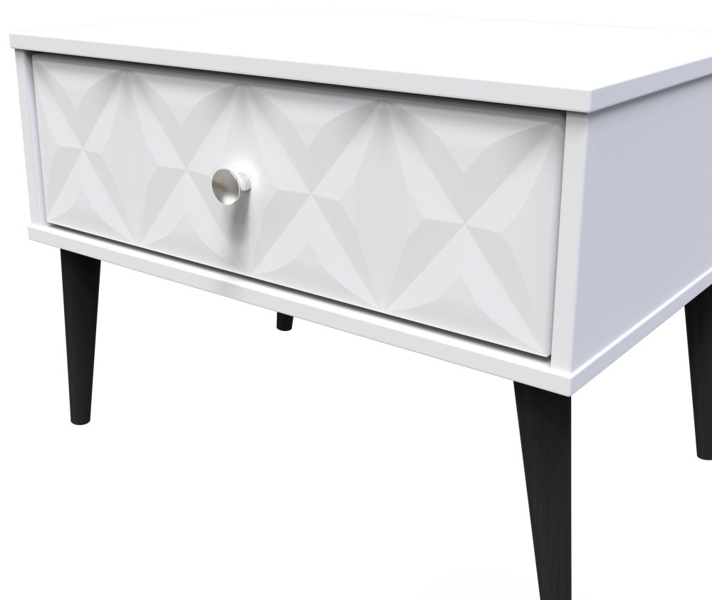 Product photograph of Pixel Matt White 1 Drawer Midi Bedside Cabinet from Choice Furniture Superstore.