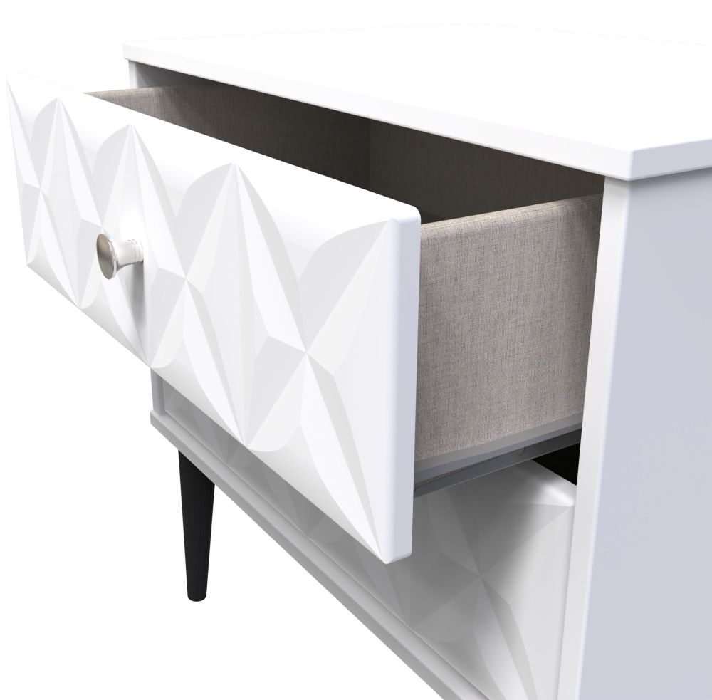 Product photograph of Pixel Matt White 2 Drawer Midi Bedside Cabinet from Choice Furniture Superstore.