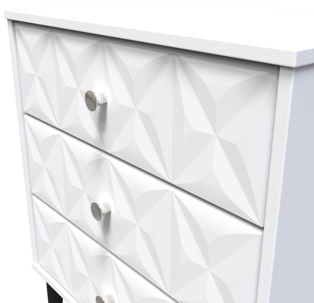 Product photograph of Pixel Matt White 3 Drawer Midi Chest from Choice Furniture Superstore.