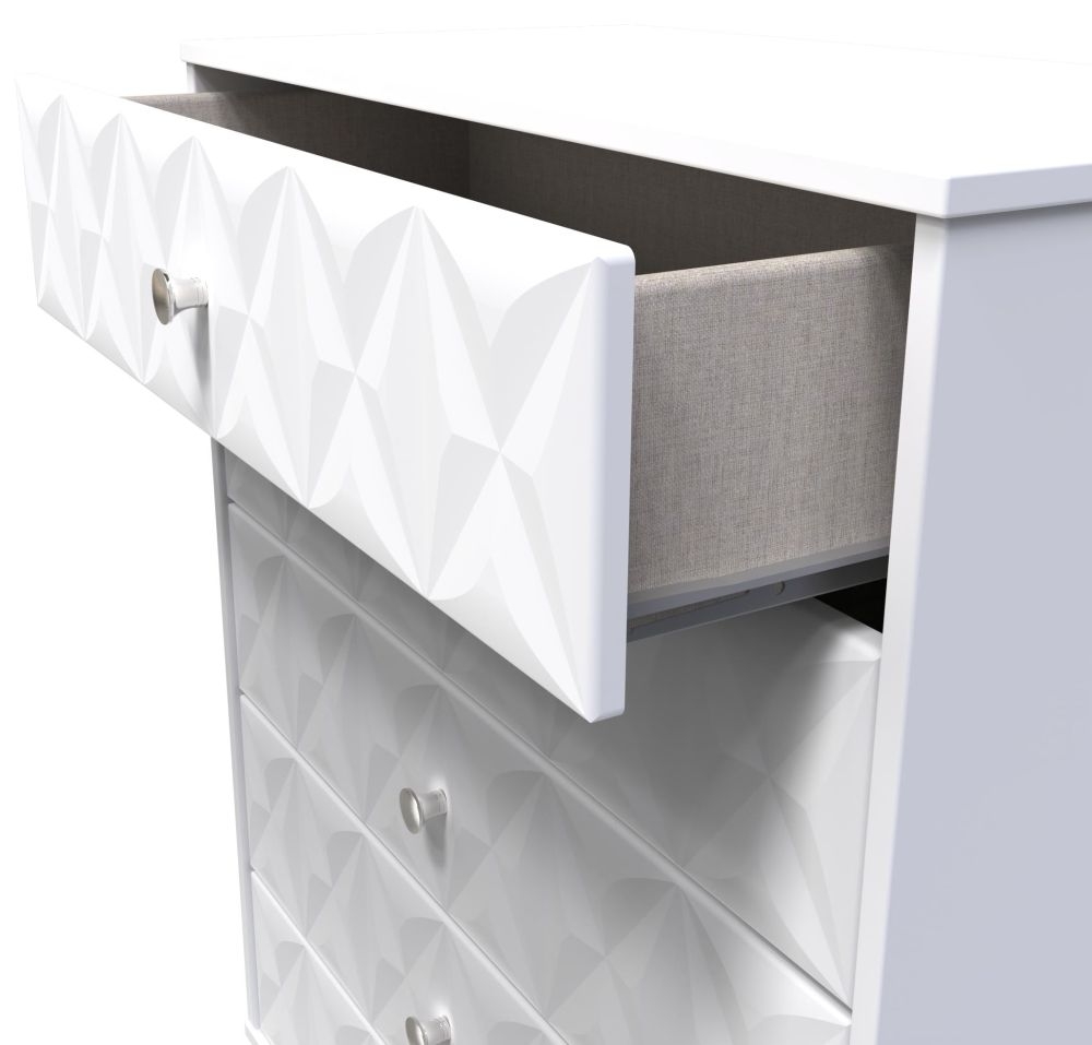 Product photograph of Pixel Matt White 5 Drawer Chest from Choice Furniture Superstore.