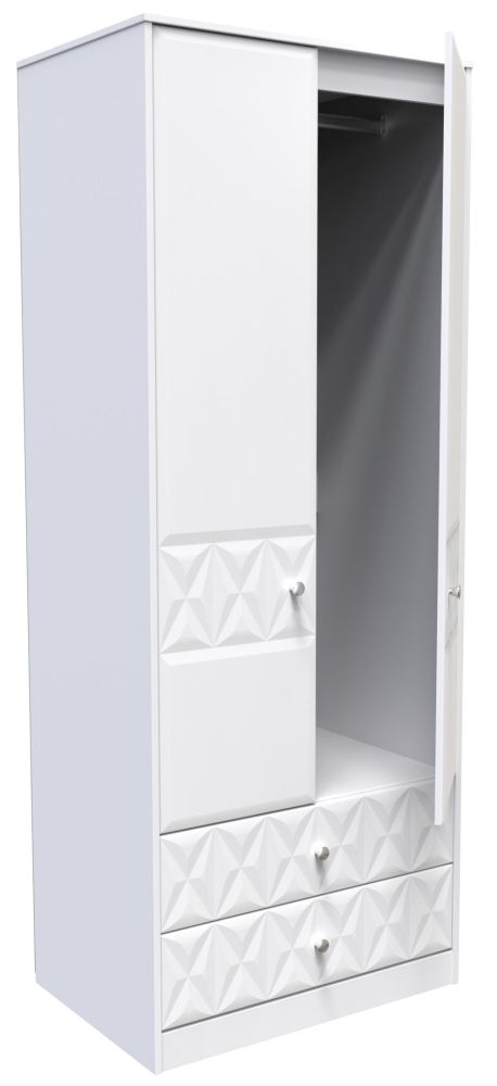 Product photograph of Pixel Matt White 2 Door 2 Drawer Combi Wardrobe from Choice Furniture Superstore.