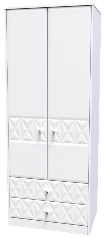Product photograph of Pixel Matt White 2 Door 2 Drawer Combi Wardrobe from Choice Furniture Superstore.