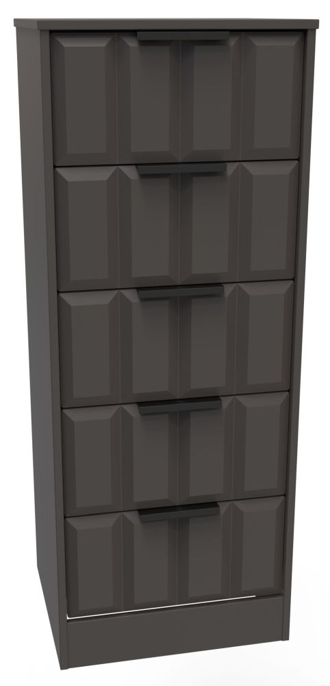 Product photograph of New York Graphite 5 Drawer Narrow Chest from Choice Furniture Superstore.