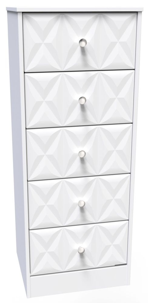 Product photograph of San Jose Matt White 5 Drawer Tall Chest from Choice Furniture Superstore.